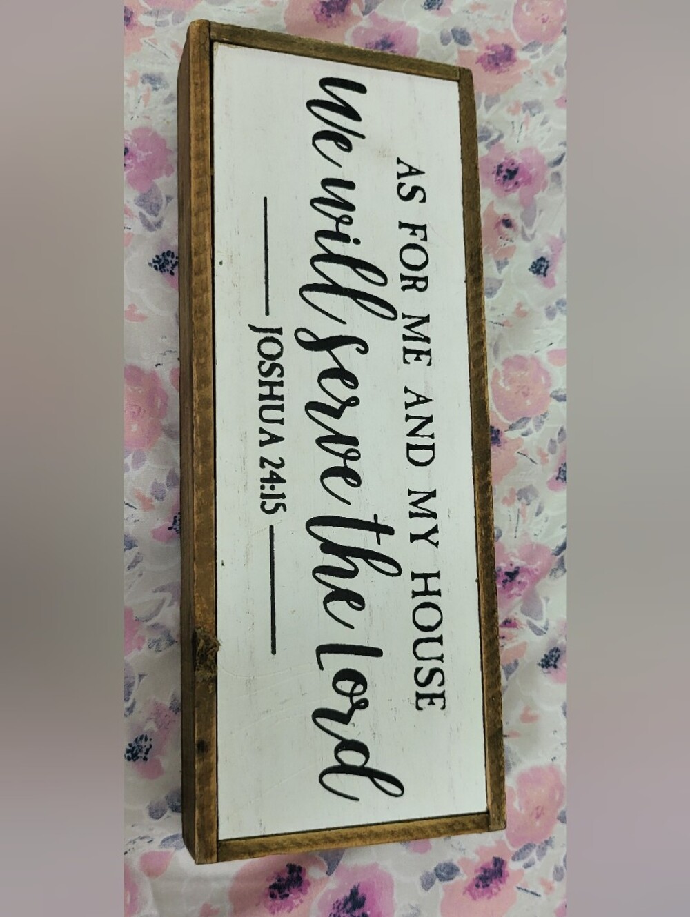 Rustic Wood Framed Christian Wall Sign Joshua 24:15 Desk Shelf Decor